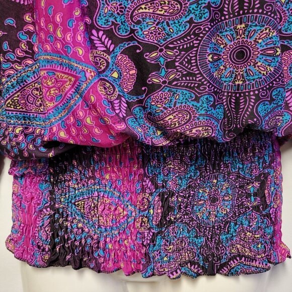 PURPLE Paisley Top Dolman Sleeve Blouse Top- One Size Fits Most - Picture 7 of 12
